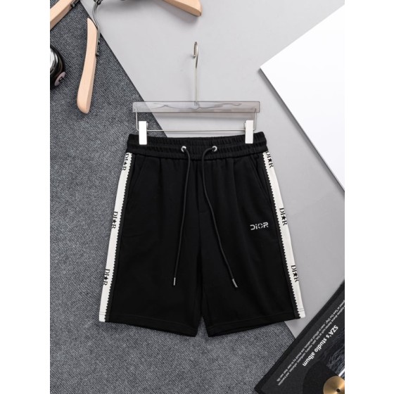 Dior Black Sweat Shorts with Dior Logo Tape and Logo Print